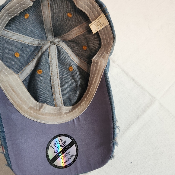 True Gear star-studded adjustable distressed denim baseball cap NWT - Picture 4 of 5